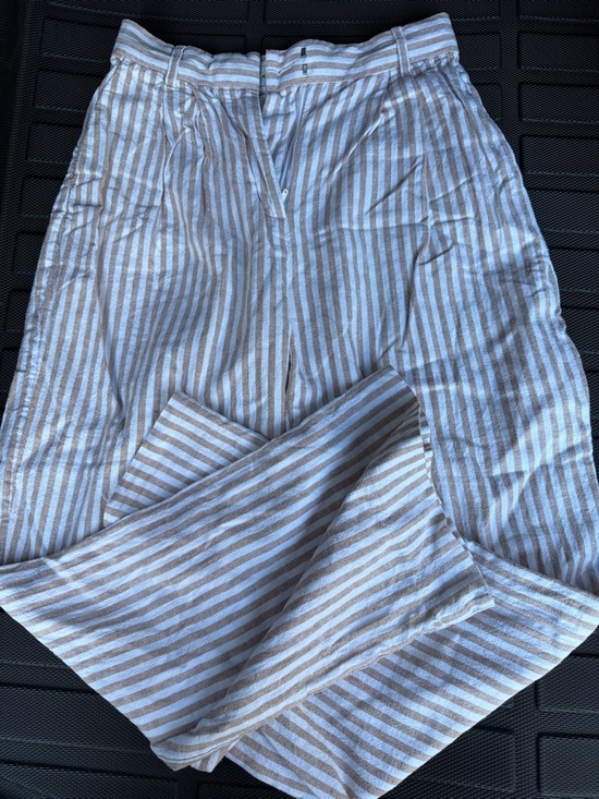 Abercrombie & Fitch Pants - Abercrombie & Fitch Beige and White Striped Wide Leg Pants